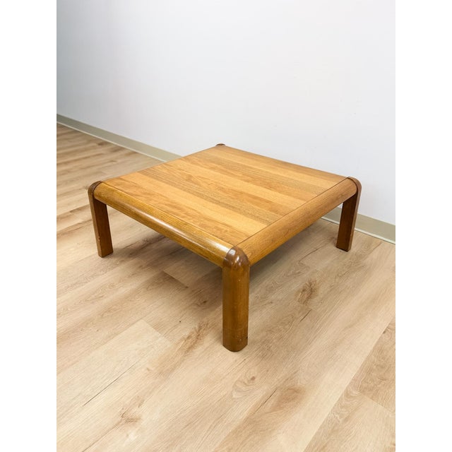 Mid 20th Century Vintage Lane Altavista Walnut Coffee Table MCM Square Blonde Wood Round Edges For Sale - Image 5 of 12