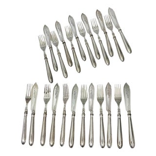 Fish Cutlery Set attributed to Wmf, Germany, 1890s, Set of 24 For Sale
