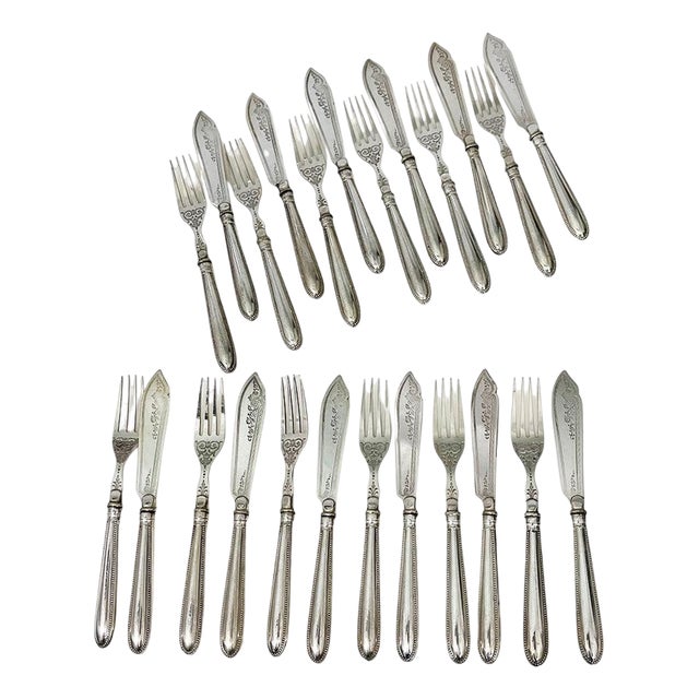 Fish Cutlery Set attributed to Wmf, Germany, 1890s, Set of 24 For Sale