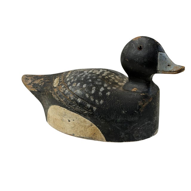 Wood Vintage 20th Century Hand Carved & Painted Old Bluebill Duck Decoy For Sale - Image 7 of 8