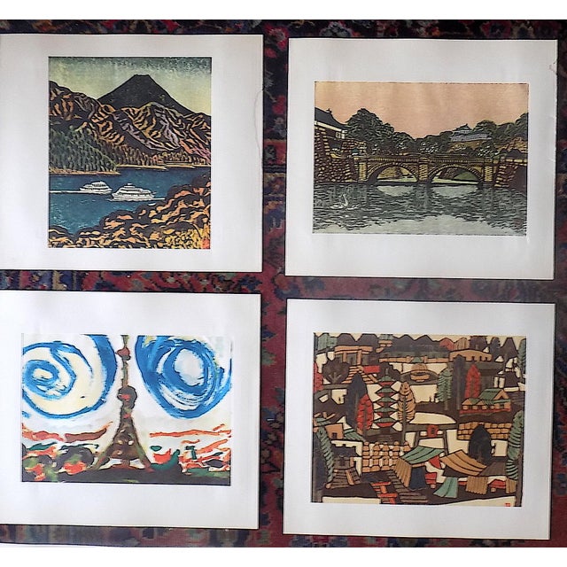 Japanese Vintage Signed Folio Size Mid 20th C. Japanese View Lithographs - Set of 9 For Sale - Image 3 of 8