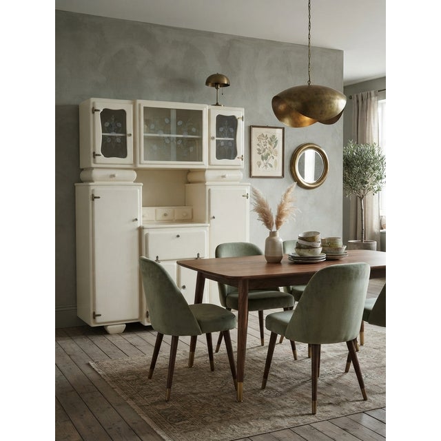 This charming restored vintage kitchen cabinet (kredenc) from the mid-20th century represents the classic Eastern and...