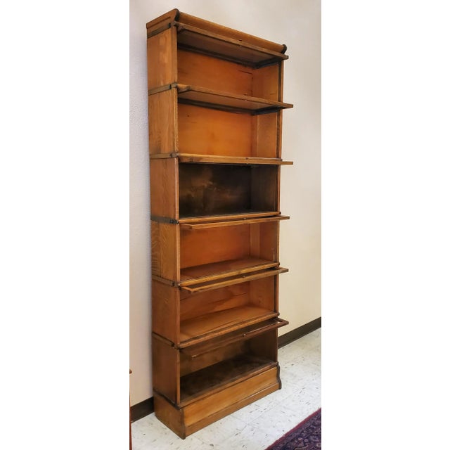 Antique Tall Globe Wernicke Quarter Sawn Oak Barrister Lawyer Bookcase 6 Stacks 1910s For Sale In Los Angeles - Image 6 of 12