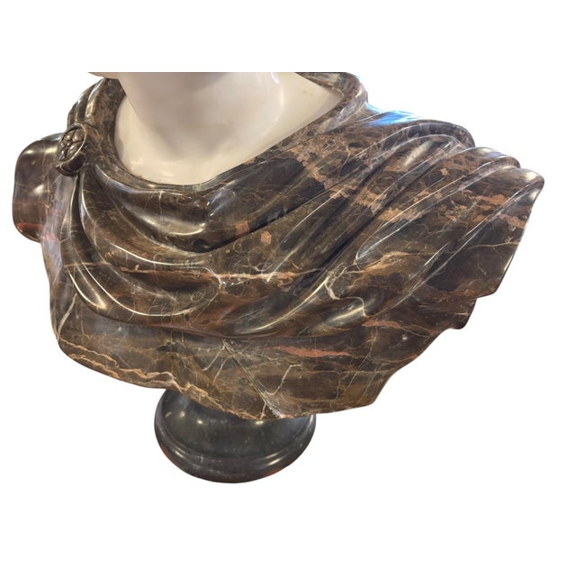 Late 20th Century Monumental Apollo Belvedere Marble Bust on Veined Carrara Marble Pedestal For Sale - Image 10 of 12