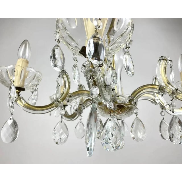 Gilt Brass and Crystal Chandelier from Maria Theresa, 1960s For Sale - Image 6 of 11