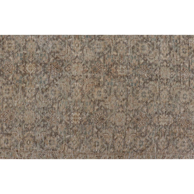 Textile Light Green, Brown & Tan Persian Tabriz Antique Rug in All Over Herati Design 7'10 X 11'10 For Sale - Image 7 of 16
