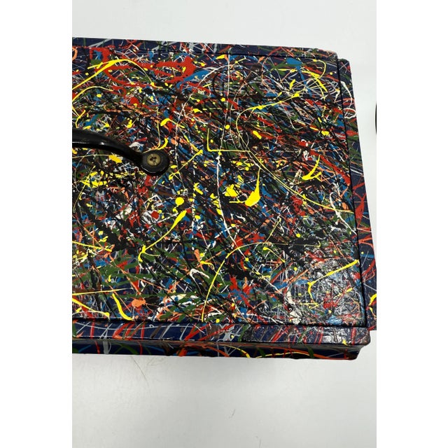 Late 20th Century Pollock Inspired Drip painted Folk Art Box with Lid For Sale - Image 9 of 12