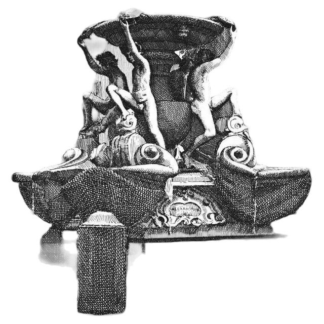 Giuseppe Malandrino, Fountain of the Turtles, Etching, 1970 For Sale