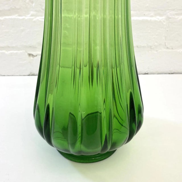 Vintage 1960s Viking Green Floor Vase, Ribbed Blown Glass Vase For Sale In San Francisco - Image 6 of 6