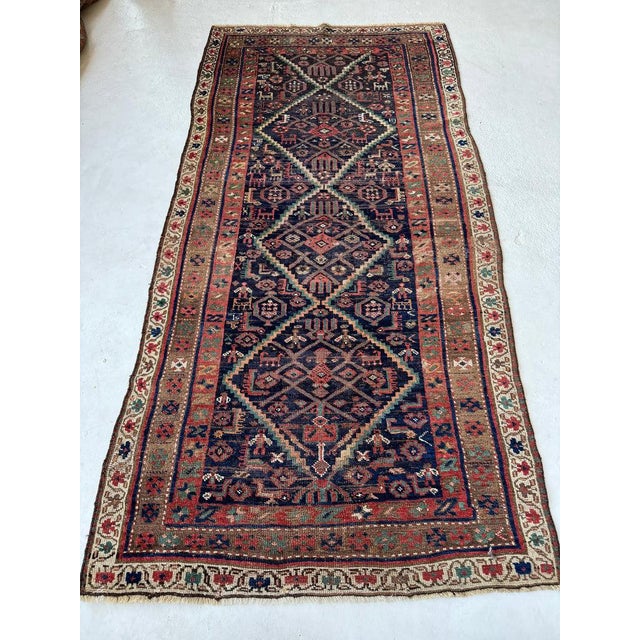 Persian Antique Kurdish Beauty Village Life Woven Inside Rug 4.7 x 9.4 For Sale - Image 3 of 3
