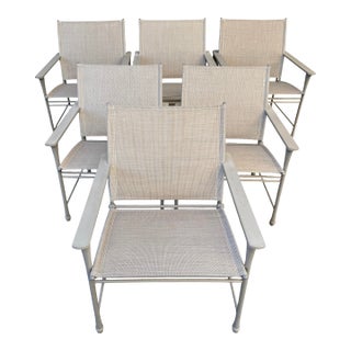 Giati Designs Aprio Collection Outdoor Arm Chairs, Set of Six For Sale