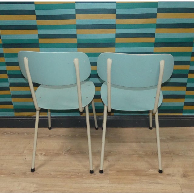 Industrial Pastel Blue Chairs, Netherlands, 1960s, Set of 2 For Sale - Image 4 of 11