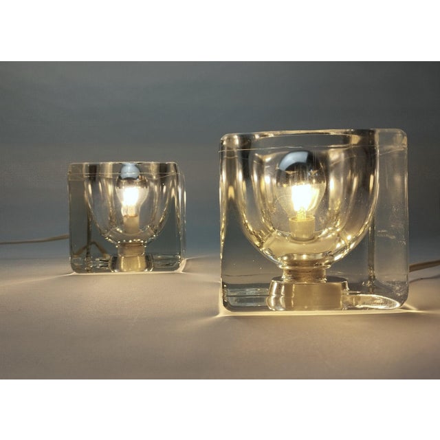 Cube-Shaped Glass Table Lamps by Peill & Putzler, 1970s, Set of 2 For Sale - Image 10 of 12