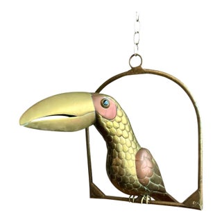 Vintage Metal Toucan Sculpture After Sergio Bustamante For Sale