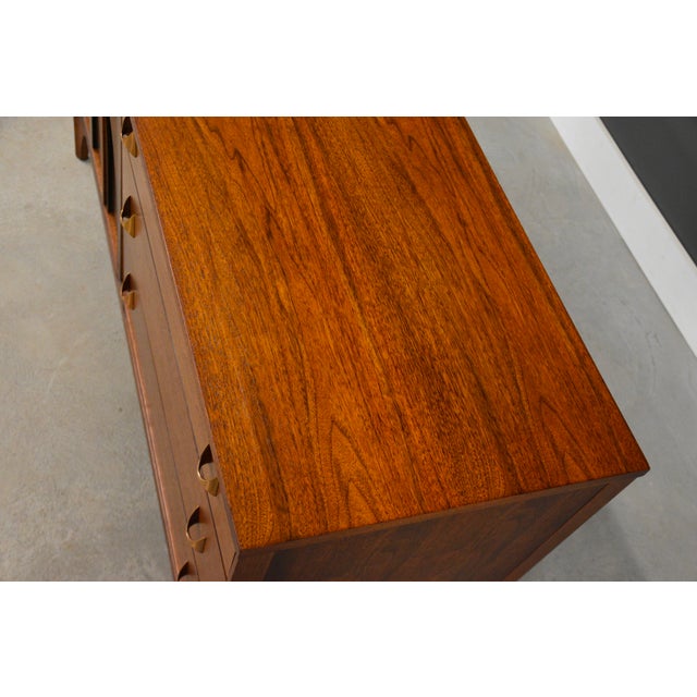 Wood 1960s Refinished Broyhill Brasilia 54” Walnut Dresser Credenza For Sale - Image 7 of 10