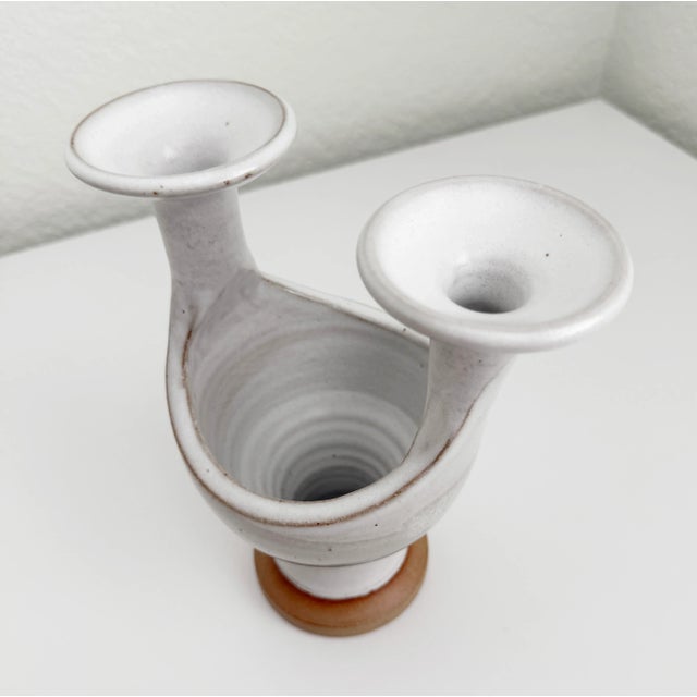 1970s 1970s Ceramic Candle Holder Vase, Signed For Sale - Image 5 of 12