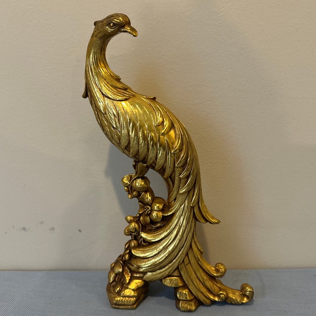 Vintage gold gilt carved pheasant made by Syroco in Syracuse, NY