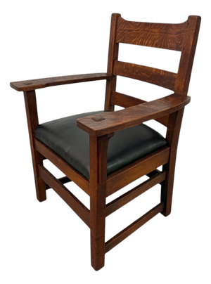 Antique Arts & Crafts Stickley Style Mission Oak Arm Chair