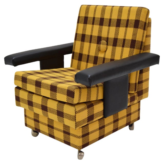 MId-Century Armchair with Wheels, 1970s For Sale