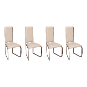 Set of 4 Milo Baughman Style Chrome & Leather Dining Chairs