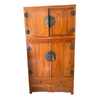 Fine Antique Qing Dynasty Camphor Wood Carvings Compound Cabinet For Sale