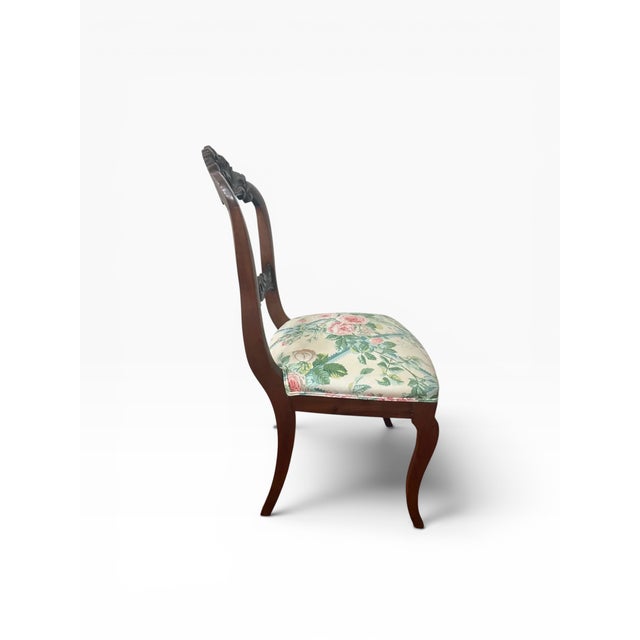 Antique Louis Philippe Style Accent Chair – Mid to Late 19th Century With Updated Floral Upholstery For Sale In Boston - Image 6 of 8