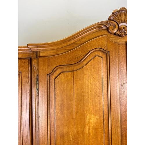 Wood Vintage French Louis XVI Style Wardrobe in Oak For Sale - Image 7 of 14