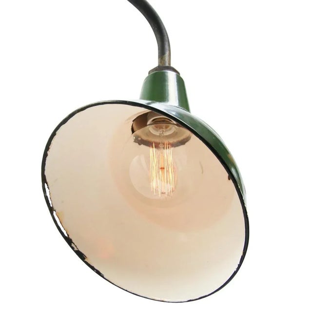 Industrial Vintage Industrial Green Enamel & Cast Iron Wall Lamp from Benjamin, USA For Sale - Image 3 of 5