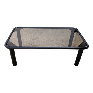 Vintage Black Tubular Coffee Table with Smoked Glass Top by Yves Boutboul, 1980 For Sale