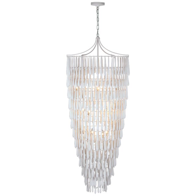 Vacarro Tall Cascading Chandelier in Plaster White Designer: Julie Neill Canopy: 7" Round Mounting: Chain Shade Detail: No...