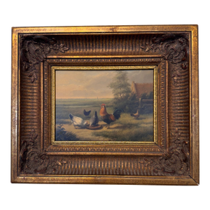 19th Century Oil on Panel "Feeding Time"