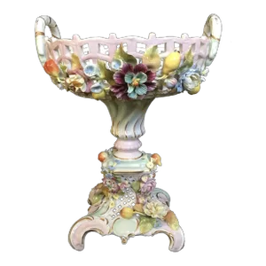 Meissen 18thc Antique Openwork Porcelain Flower/ Fruit Display Centerpiece Vase
