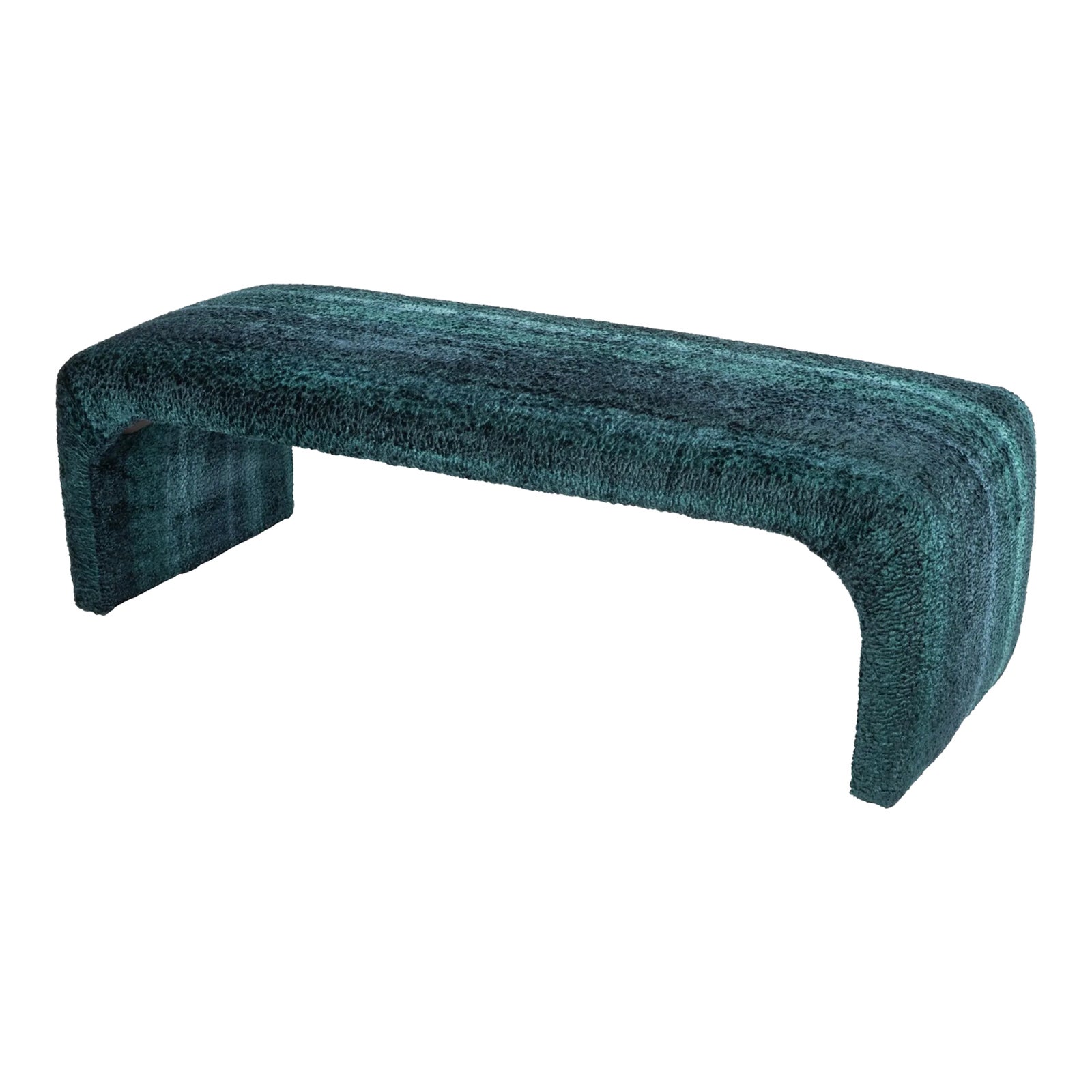 1960s Mid-Century Waterfall Style Bench New Boucle Upholstery | Chairish
