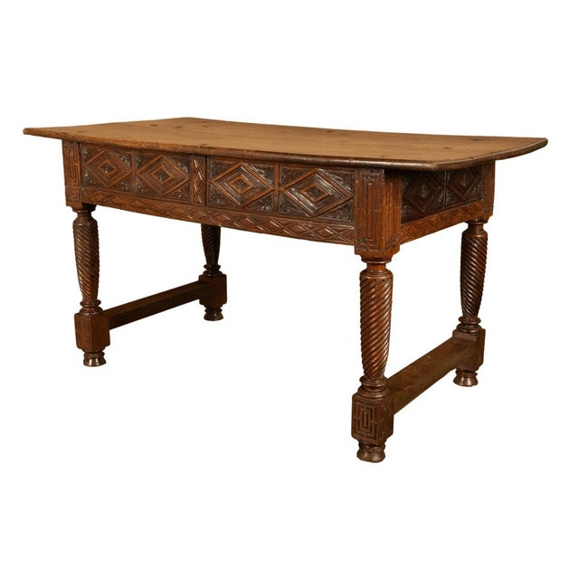 Antique 17th Century Baroque Carved Walnut Spanish Table Desk Navarre 1650 For Sale - Image 12 of 18