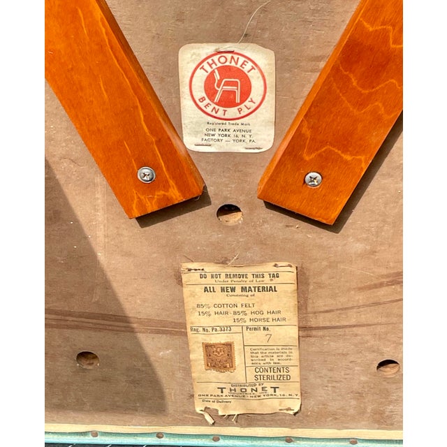 1950s Thonet Mid Century Modern Bent Plywood Arm Chairs - Set of 4 For Sale - Image 12 of 12