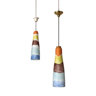 Murano Glass Pendants in the style of Massimo Vignelli, 1950s, Set of 2 For Sale
