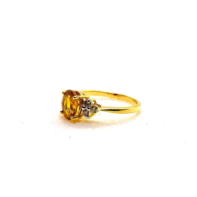 Contemporary Bochic “Orient” Vintage Yellow Sapphire & Cognac Diamond Ring Set In 18K Gold & Silver For Sale - Image 3 of 9