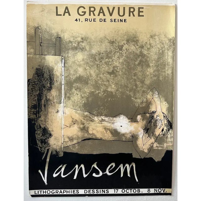 Original Jean Jansem Exhibition Poster Paris 1960s Lithographies Dessins Vintage Mid Century Art For Sale - Image 10 of 10
