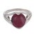 Art Deco 1930s Art Deco 6.10 Carat Cabochon Ruby Platinum Ring, Size 5 For Sale - Image 3 of 6