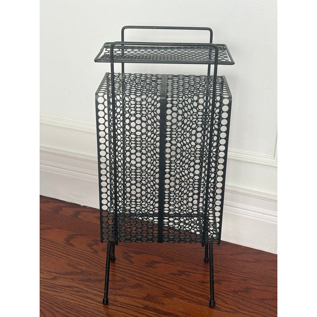 Vintage MCM Richard Galef Style Perforated Metal Mesh Telephone Stand/ side table