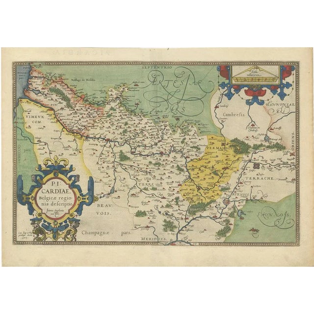 Antique Map of the Picardy Region of France by Ortelius, 1590 For Sale