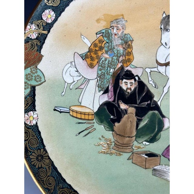 Large Japanese Late Edo-Early Meiji Kutani Interior Porcelain Dish, 1860s For Sale - Image 6 of 13