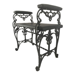1930’s Cast Iron Bench With Birds Motifs For Sale