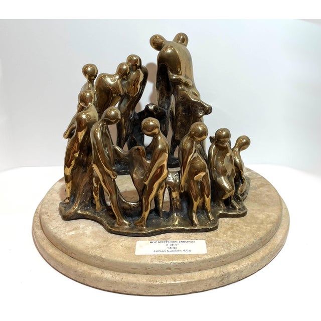 Figurative Late 20th Century Signed Marshak 4/20 "Boy Meets Girl" Figural Bronze Sculpture For Sale - Image 3 of 11