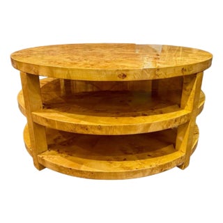Custom 3 Tier Milo Baughman Manner Burlwood Coffee Table For Sale
