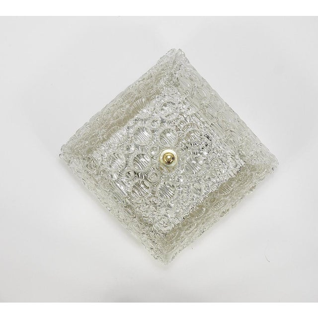 Square Brass and Textured Glass Ceiling Light by J. T. Kalmar for Kalmar, 1950s For Sale - Image 15 of 18