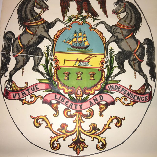 Early 20th Century Antique Pennsylvania Coat of Arms Lithograph Print For Sale - Image 9 of 11