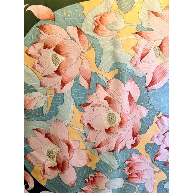 Hermès Fleurs De Lotus 1985 Silk Scarf Designed by Vauzelles Christiane For Sale In New York - Image 6 of 8