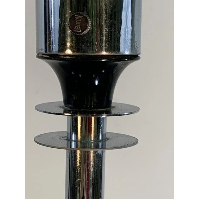 Chrome Modernist Art Deco Pair of Chrome Torchieres in the Manner of Donald Deskey For Sale - Image 8 of 12