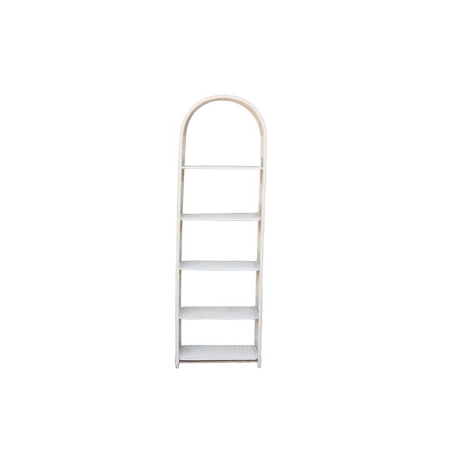 Arched White Wicker Etagere For Sale In Tampa - Image 6 of 6